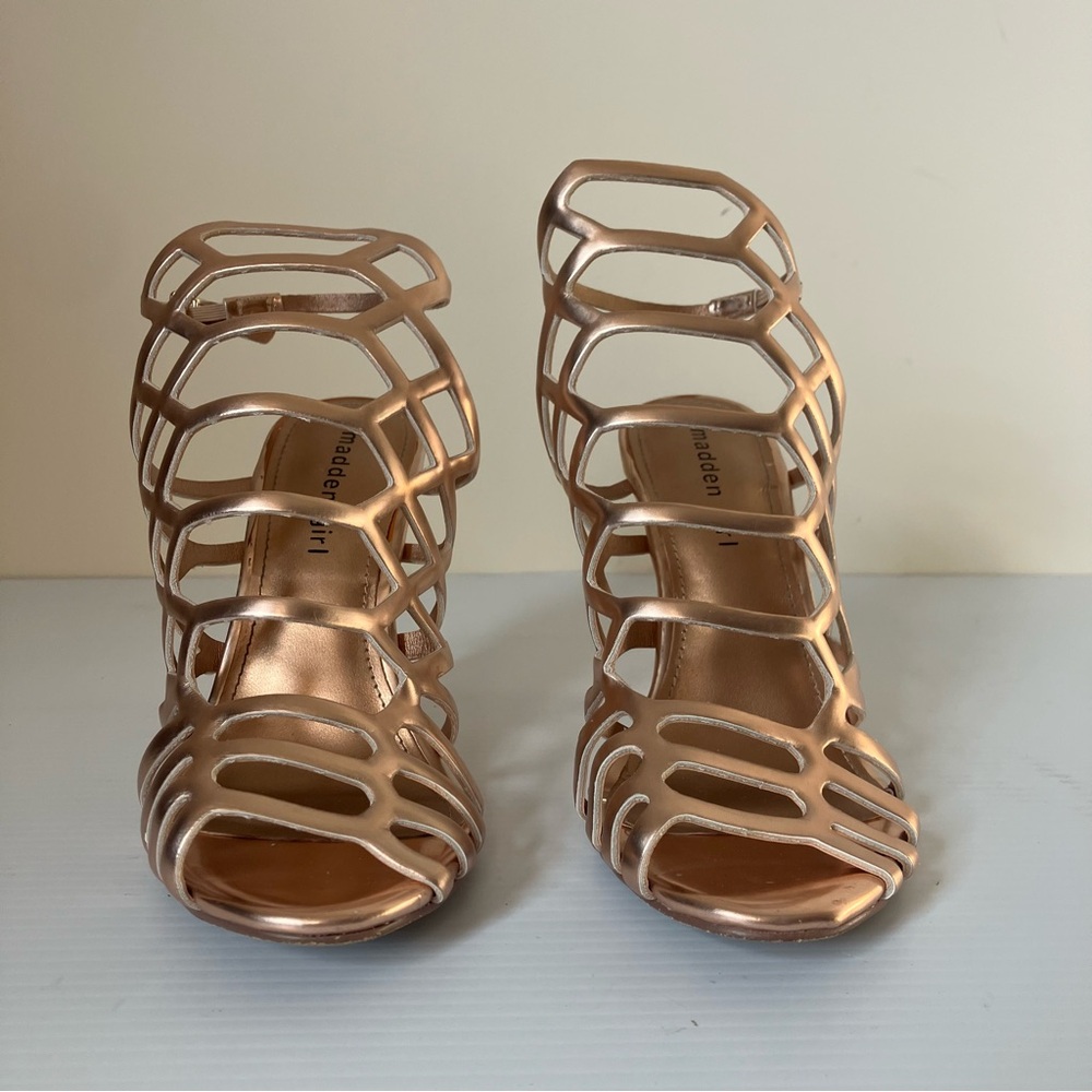 Madden Girl Directt Rose Gold Caged Heeled Sandals size 6 - Picture 3 of 10
